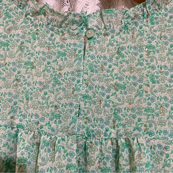 Floral Green Ruffle Blouse - Picture 4 of 8